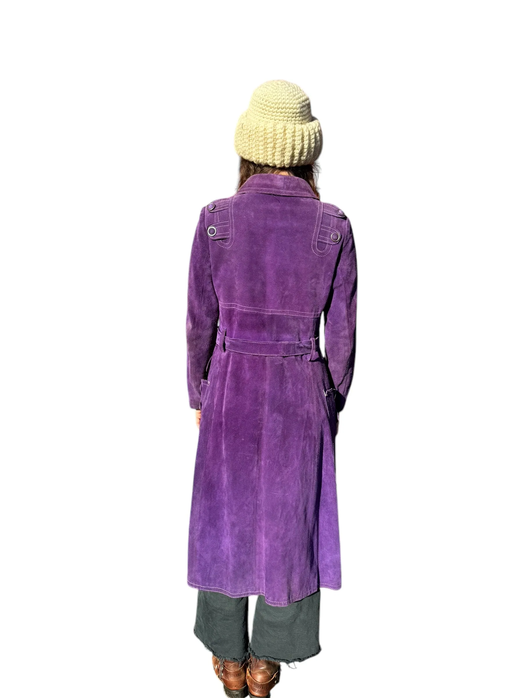 1960s Purple Suede Trench Coat S