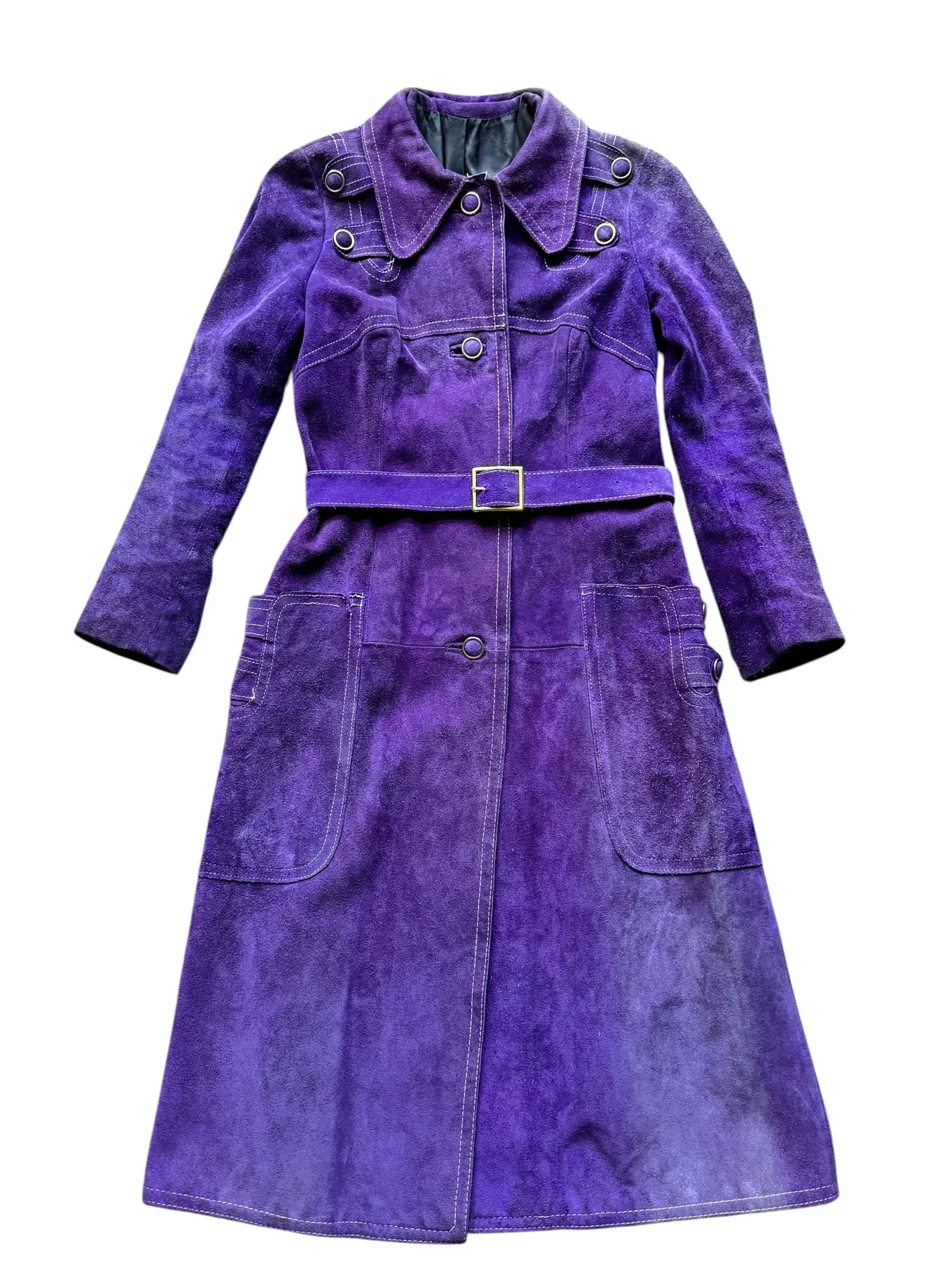 1960s Purple Suede Trench Coat S