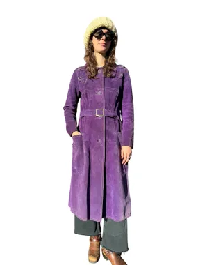 1960s Purple Suede Trench Coat S
