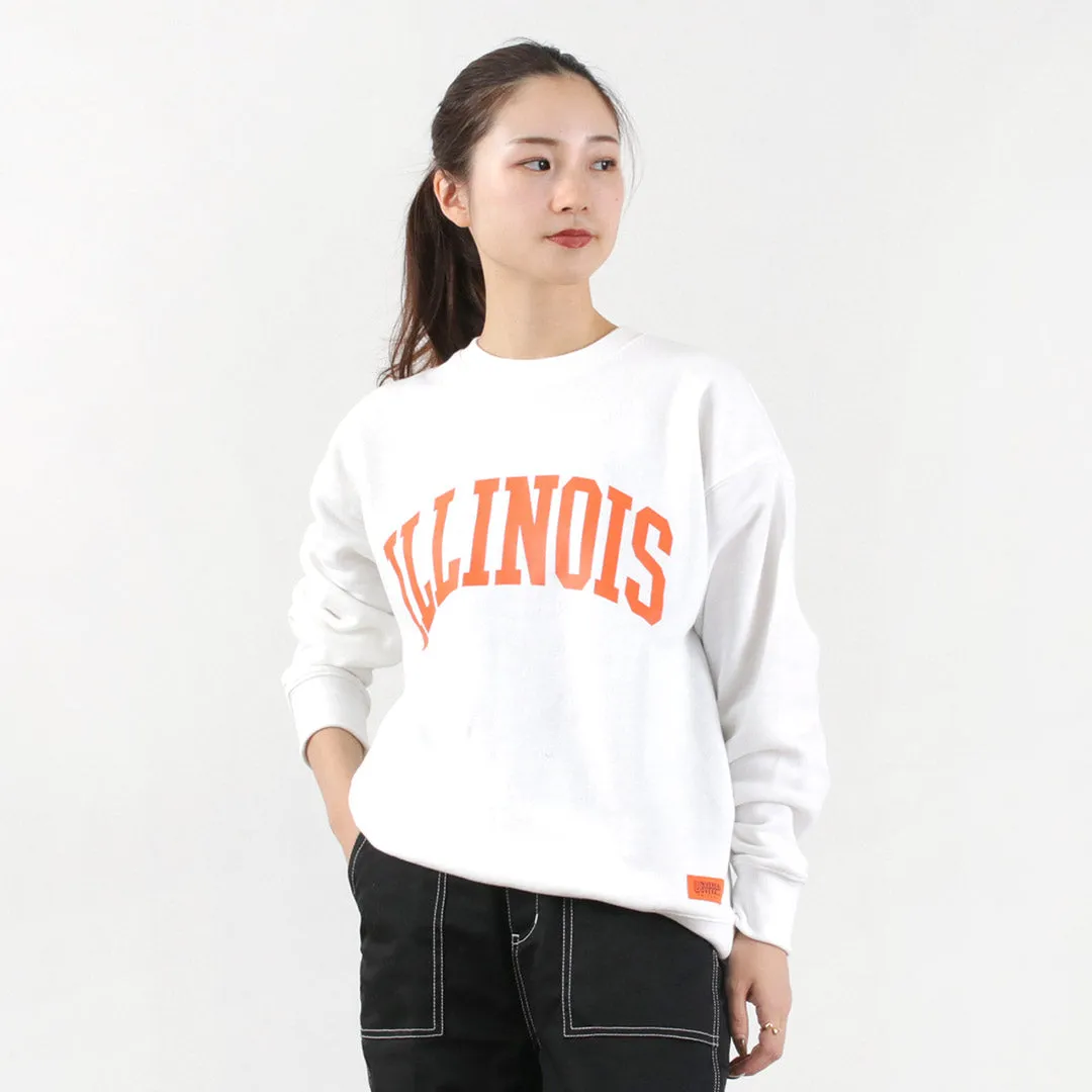 【30％OFF】UNIVERSAL OVERALL（ユニバーサルオーバーオール） 30/7 TC プリント スウェット シャツ (ILLINOIS)