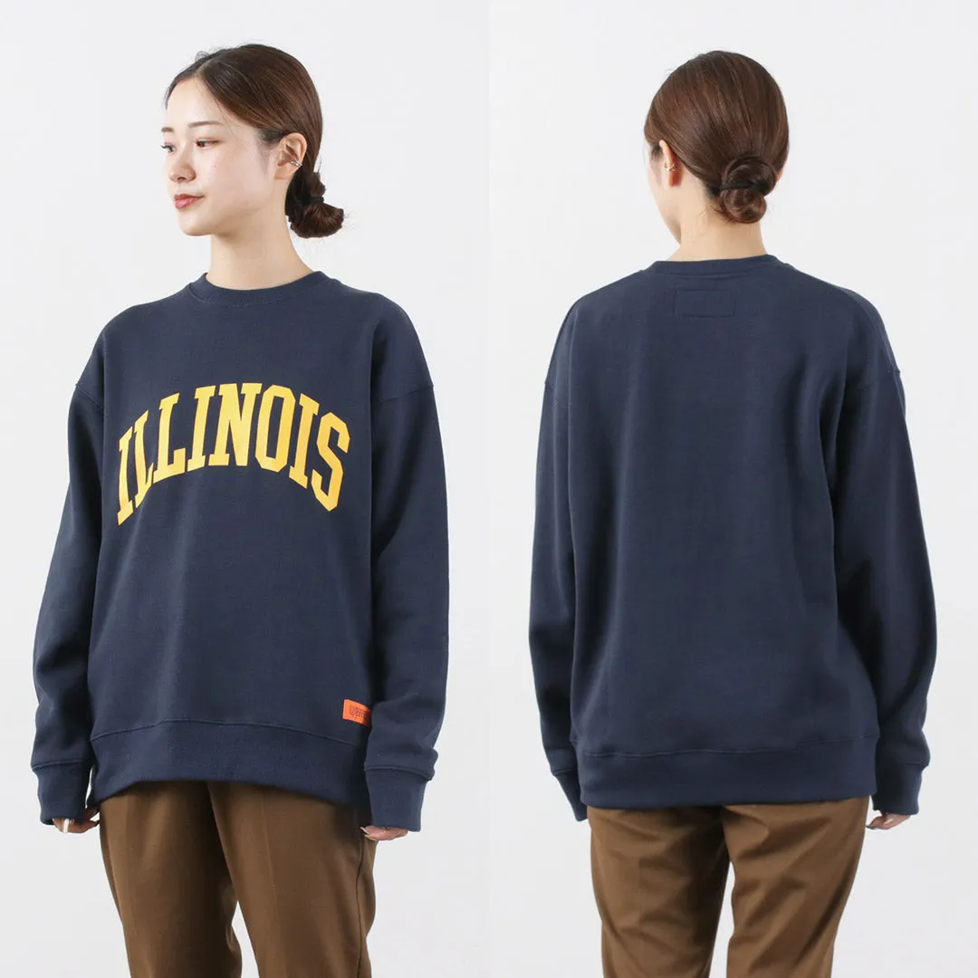 【30％OFF】UNIVERSAL OVERALL（ユニバーサルオーバーオール） 30/7 TC プリント スウェット シャツ (ILLINOIS)