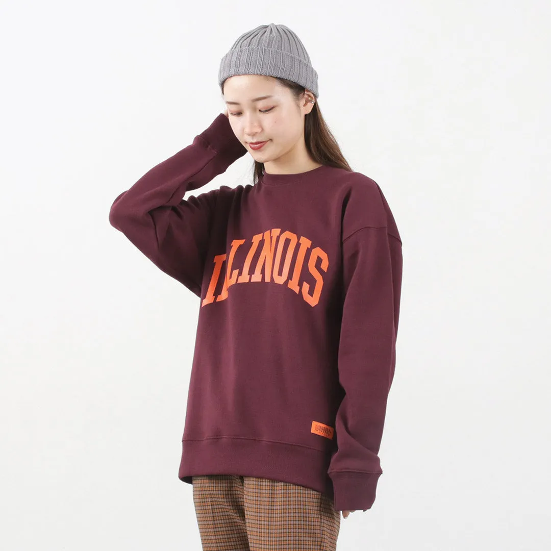 【30％OFF】UNIVERSAL OVERALL（ユニバーサルオーバーオール） 30/7 TC プリント スウェット シャツ (ILLINOIS)