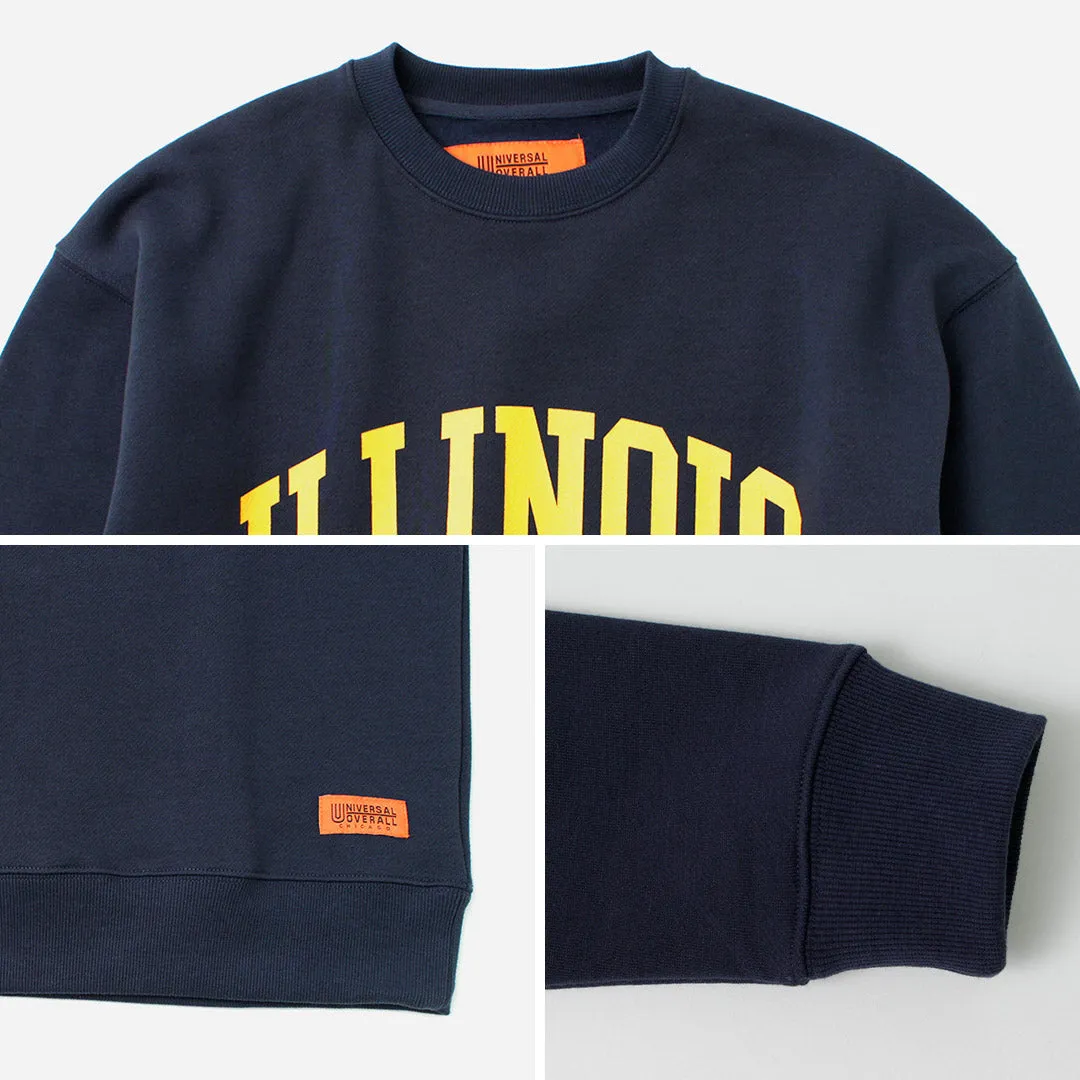 【30％OFF】UNIVERSAL OVERALL（ユニバーサルオーバーオール） 30/7 TC プリント スウェット シャツ (ILLINOIS)