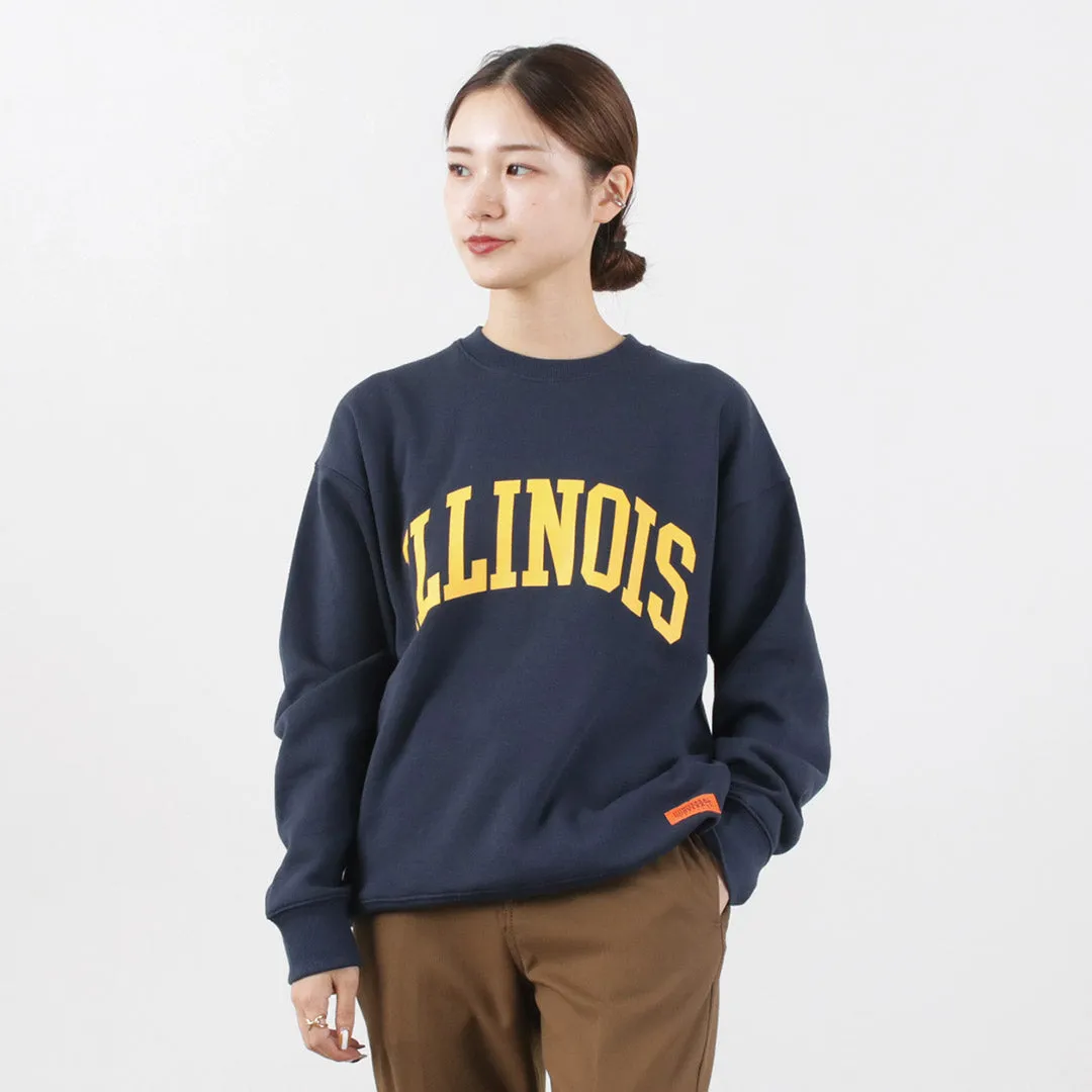 【30％OFF】UNIVERSAL OVERALL（ユニバーサルオーバーオール） 30/7 TC プリント スウェット シャツ (ILLINOIS)