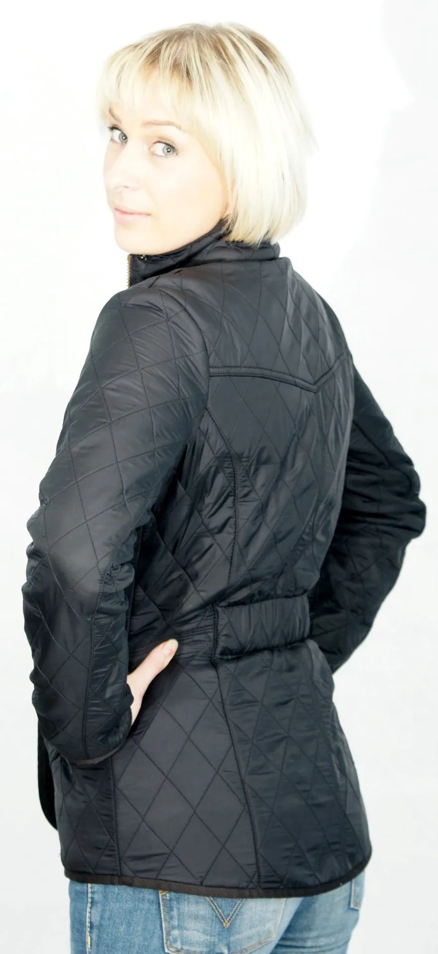 Barbour Cavalry Polarquilt  Ladies Jacket - Black LQU0087BK91
