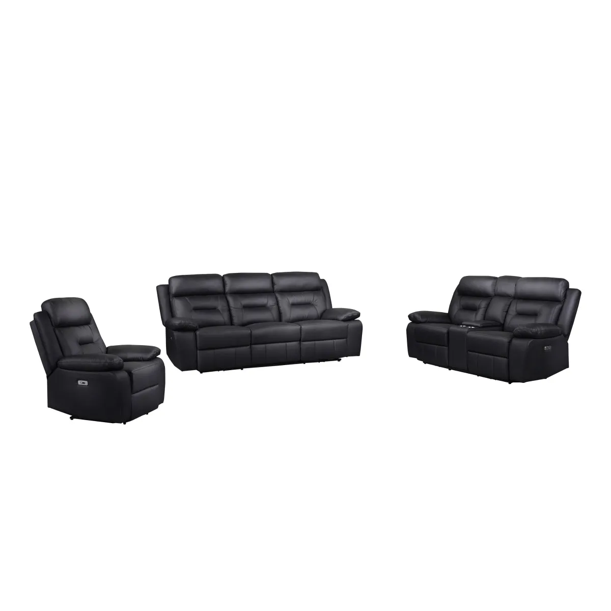 Black Leather Power Recliner with USB Charging Ports