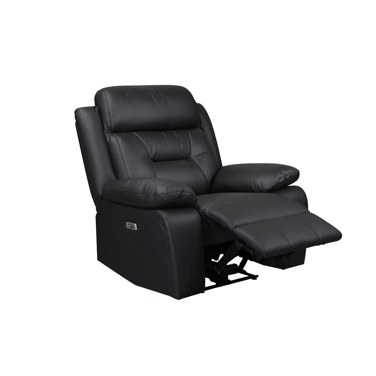 Black Leather Power Recliner with USB Charging Ports