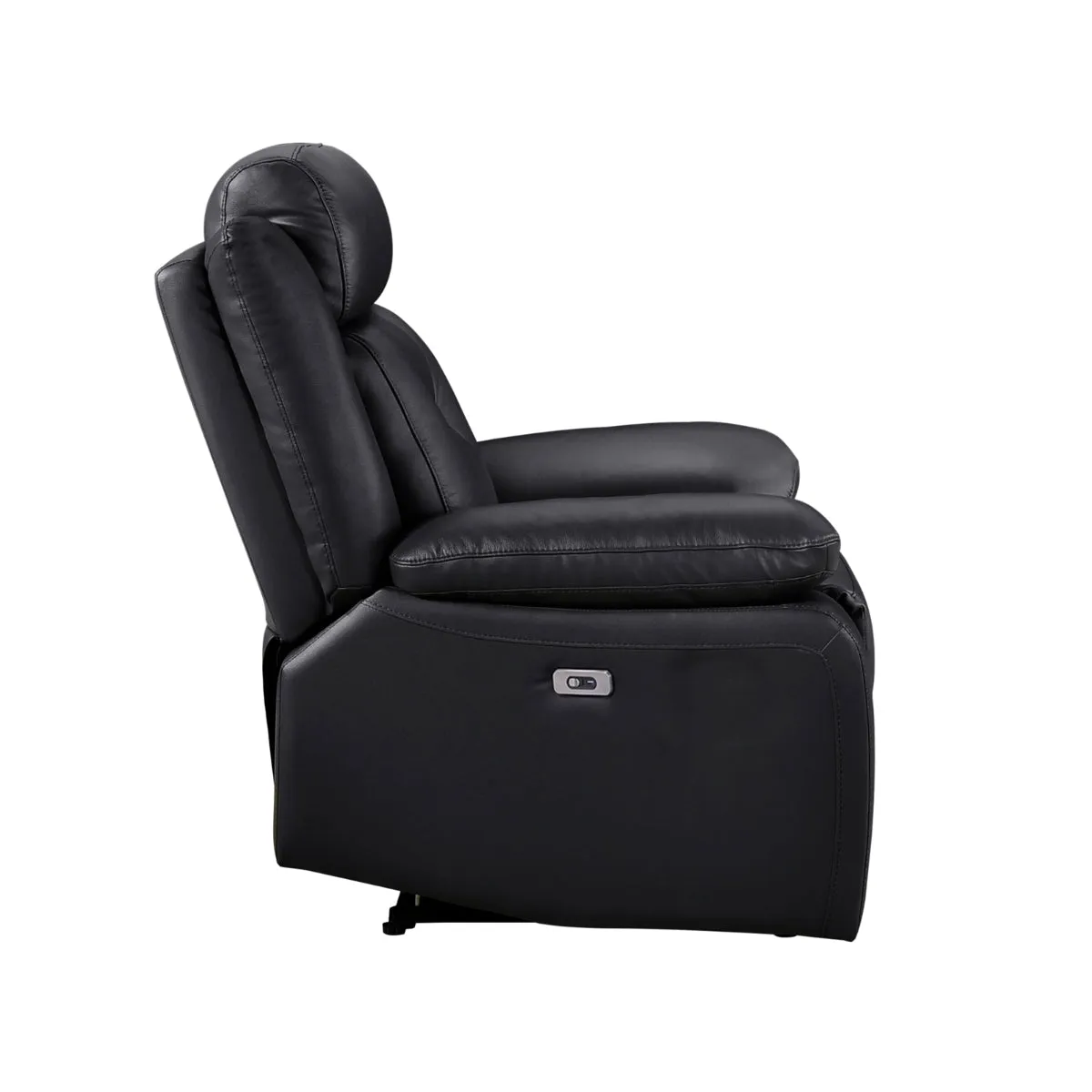 Black Leather Power Recliner with USB Charging Ports