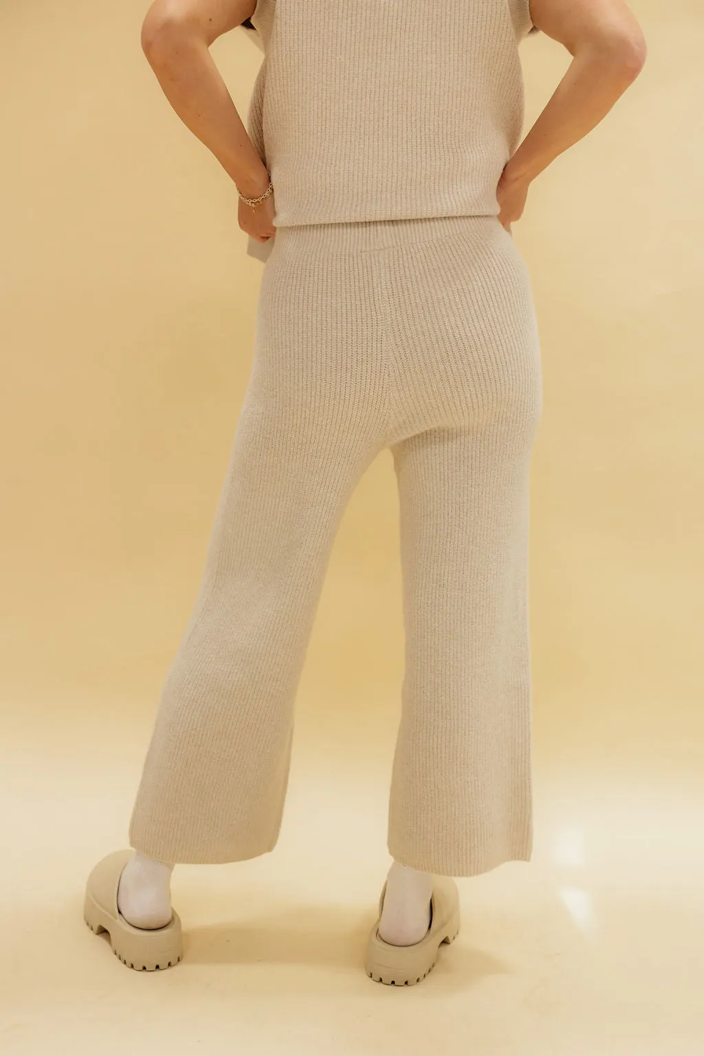 Caitlin Sweater Pants-Beige