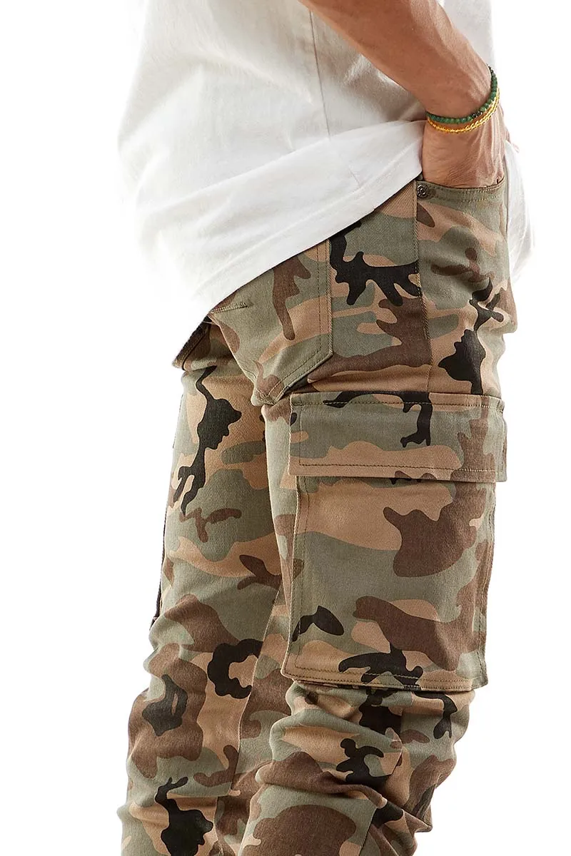 Camo Skinny Stacked Pants Flared Look