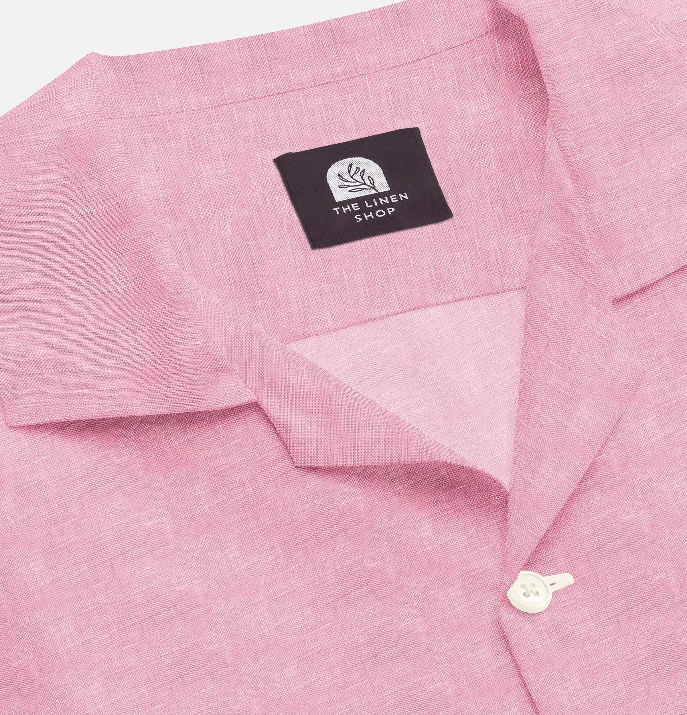 Camp Collar Linen Shirt in Pink