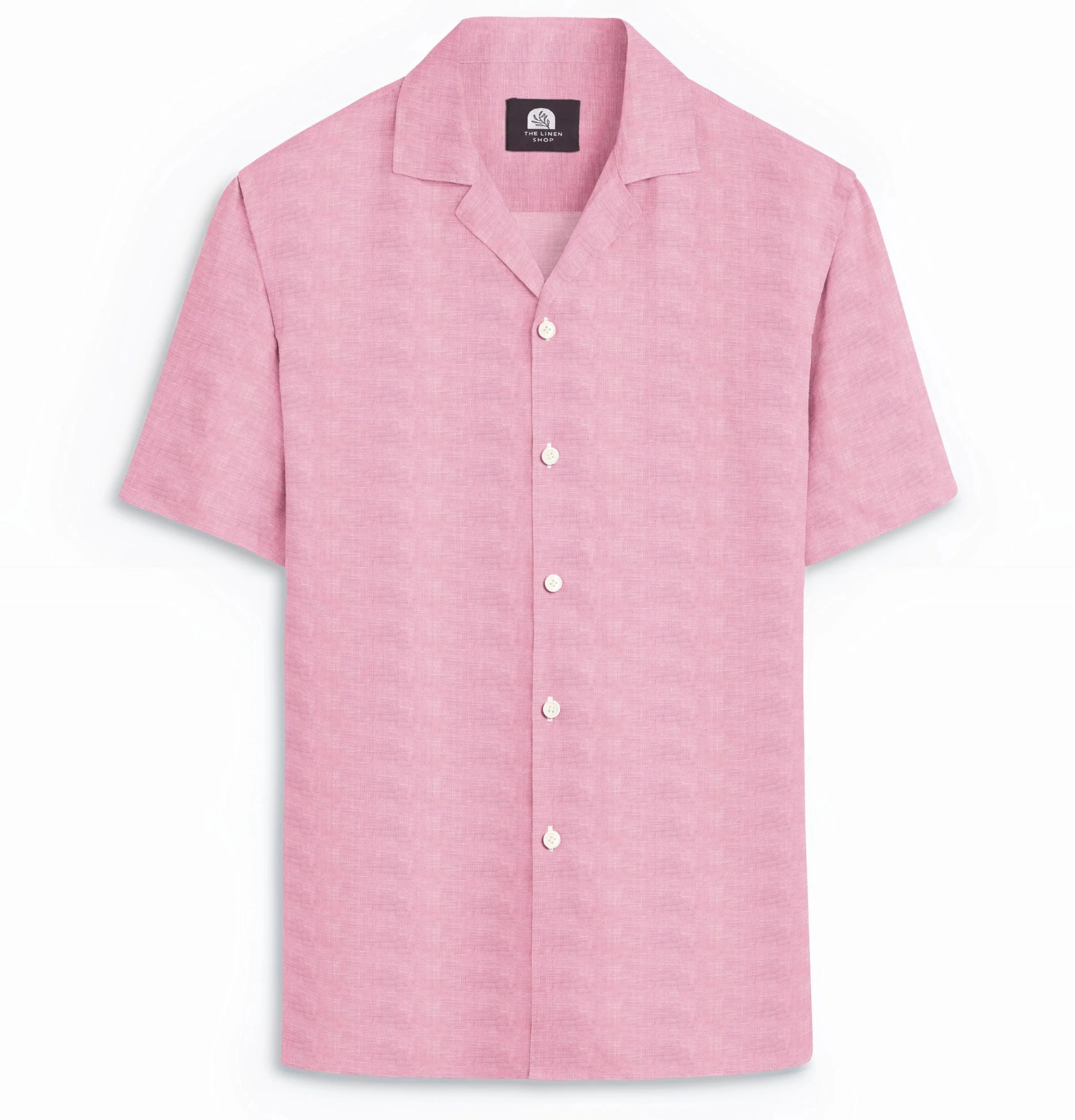 Camp Collar Linen Shirt in Pink
