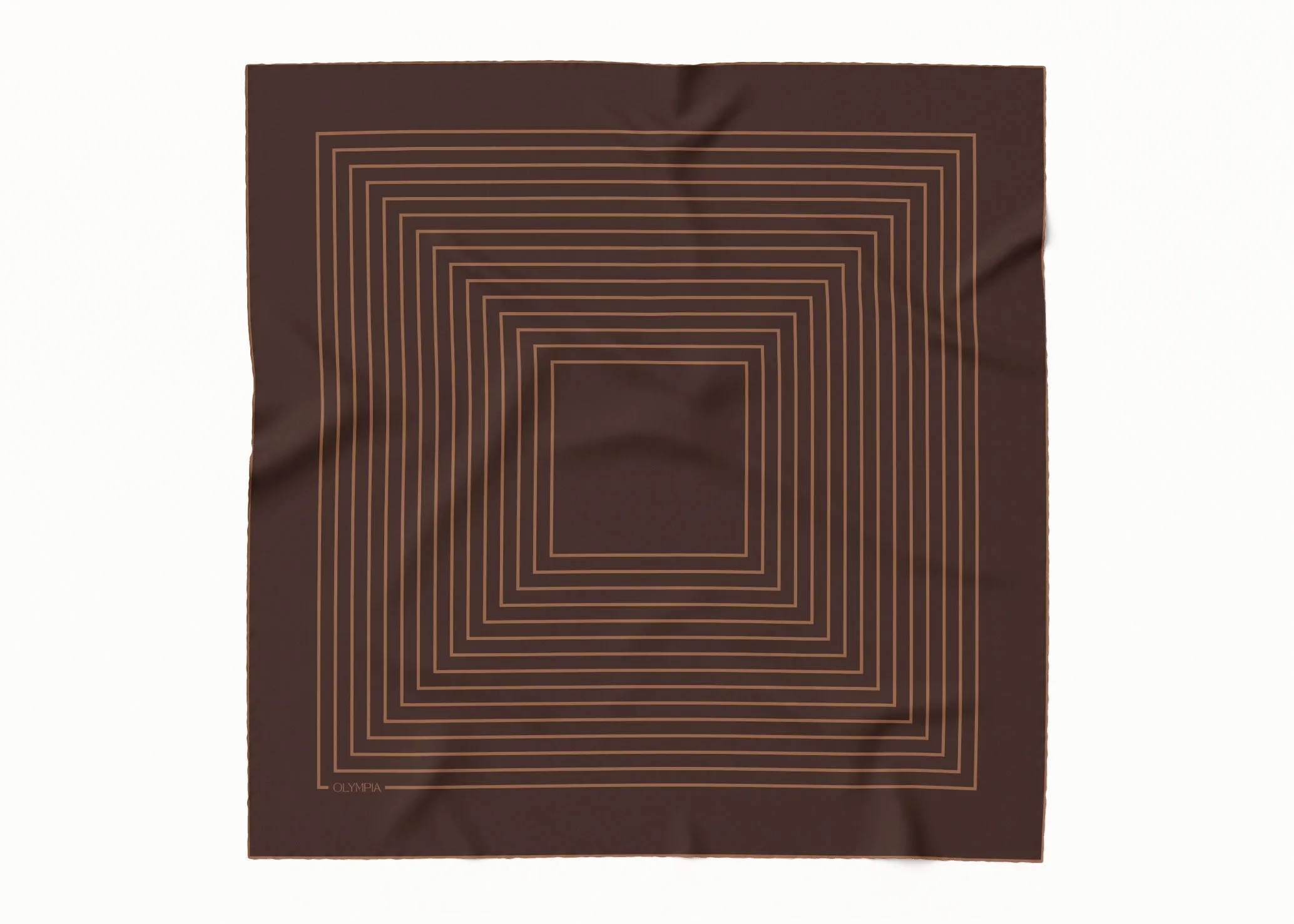 Chloe Dark Chocolate/Tan Silk Scarf - 89x89cm