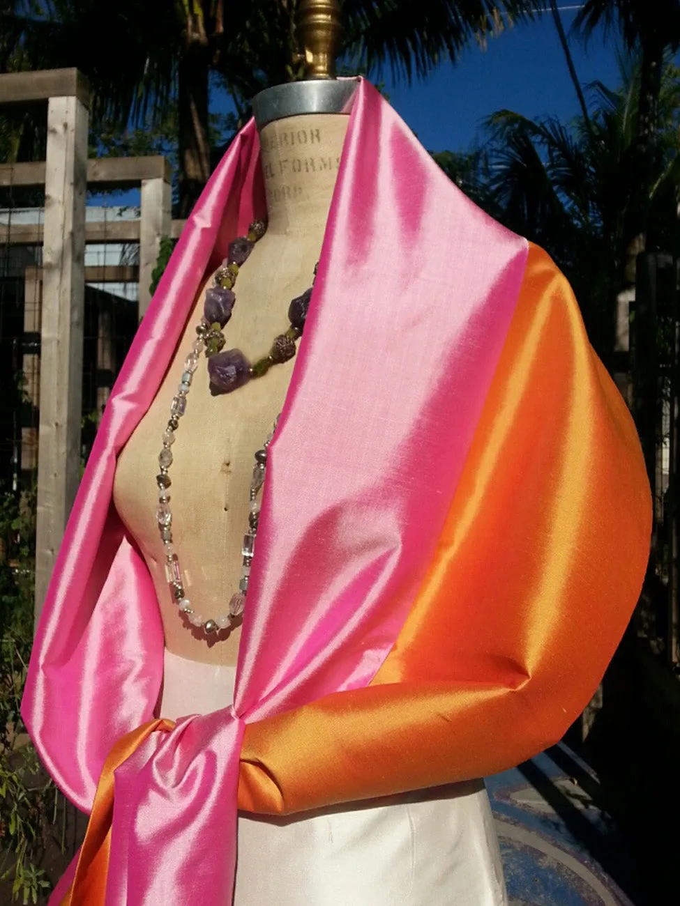 Double Sided Evening Shawl Candy Pink Tangerine