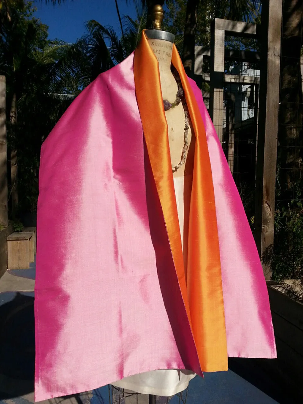 Double Sided Evening Shawl Candy Pink Tangerine