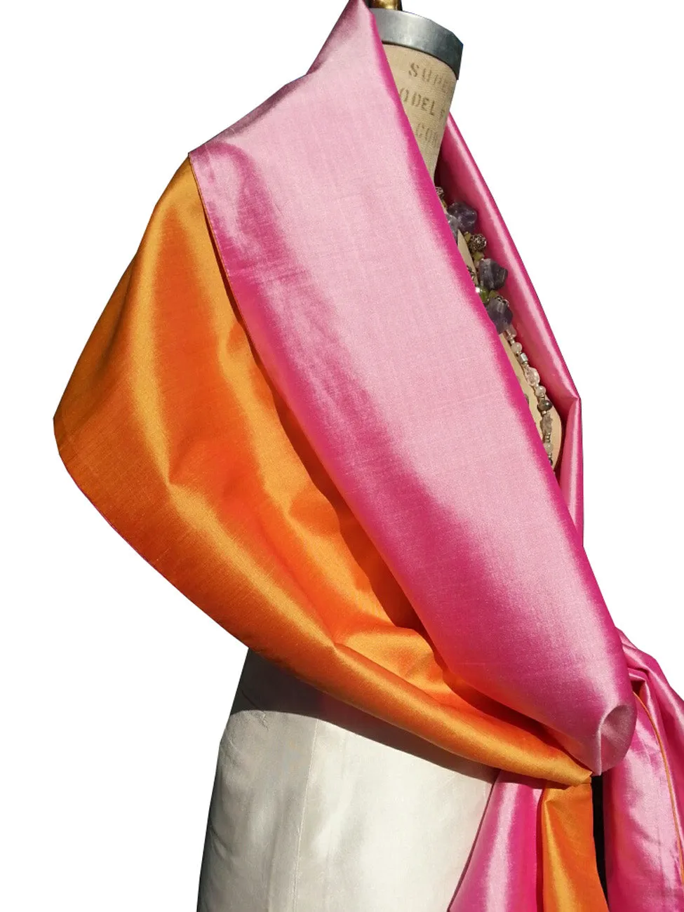 Double Sided Evening Shawl Candy Pink Tangerine