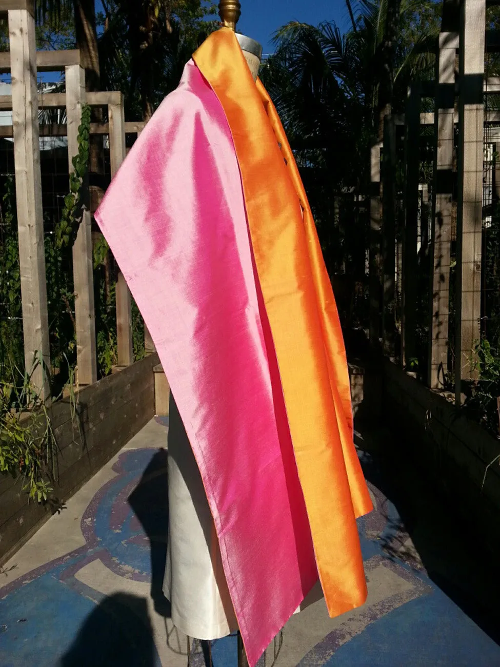 Double Sided Evening Shawl Candy Pink Tangerine