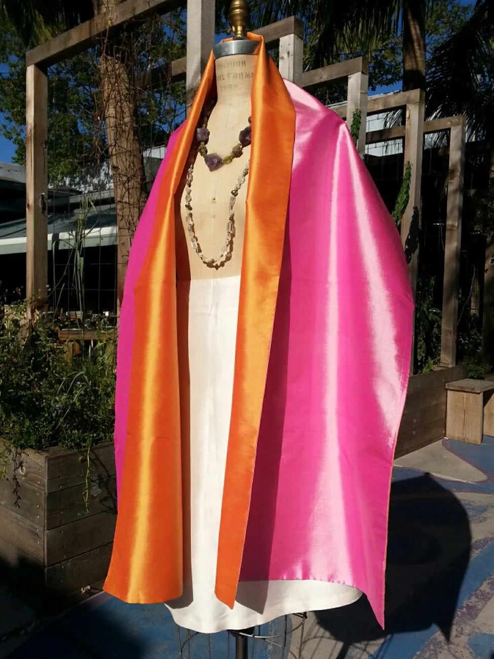 Double Sided Evening Shawl Candy Pink Tangerine