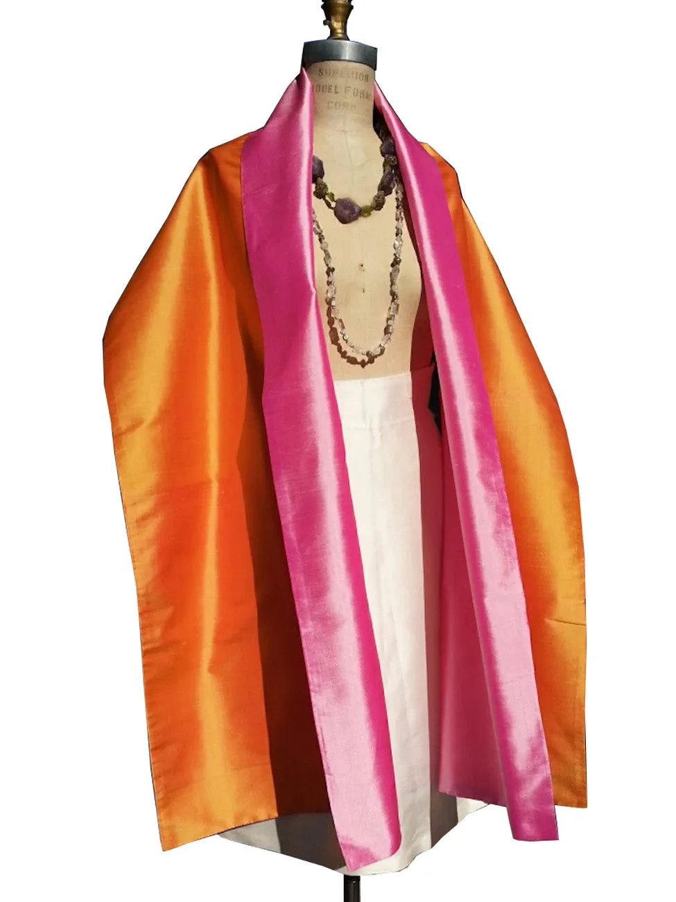 Double Sided Evening Shawl Candy Pink Tangerine