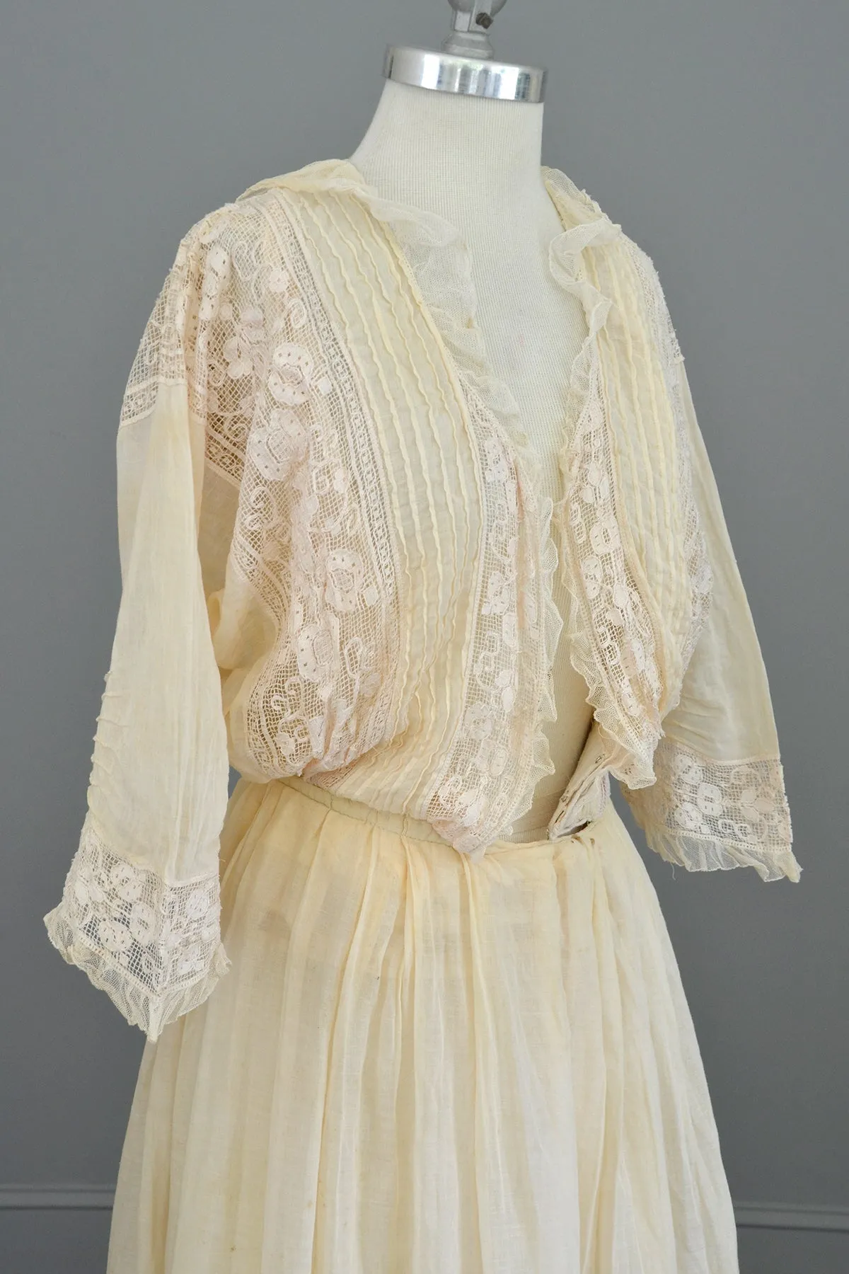 Edwardian Dress with Needlepoint Trim and Tiered Bell Skirt