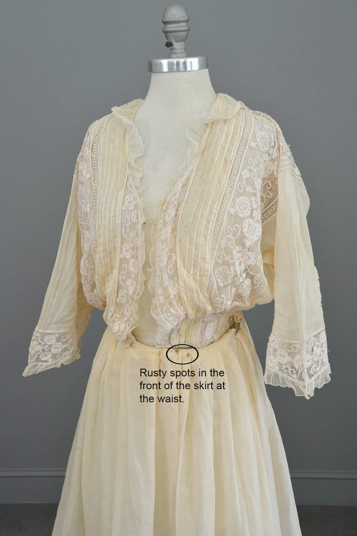 Edwardian Dress with Needlepoint Trim and Tiered Bell Skirt