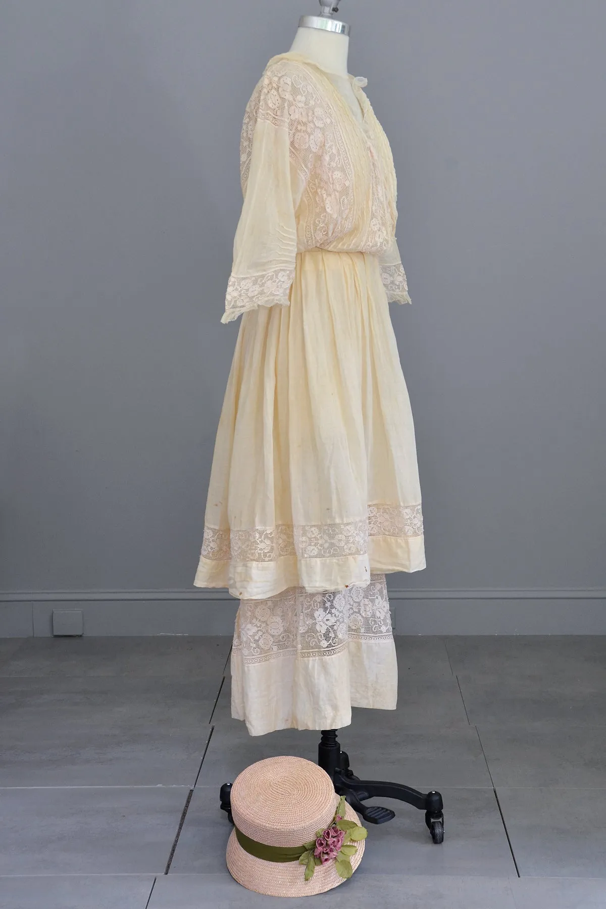 Edwardian Dress with Needlepoint Trim and Tiered Bell Skirt