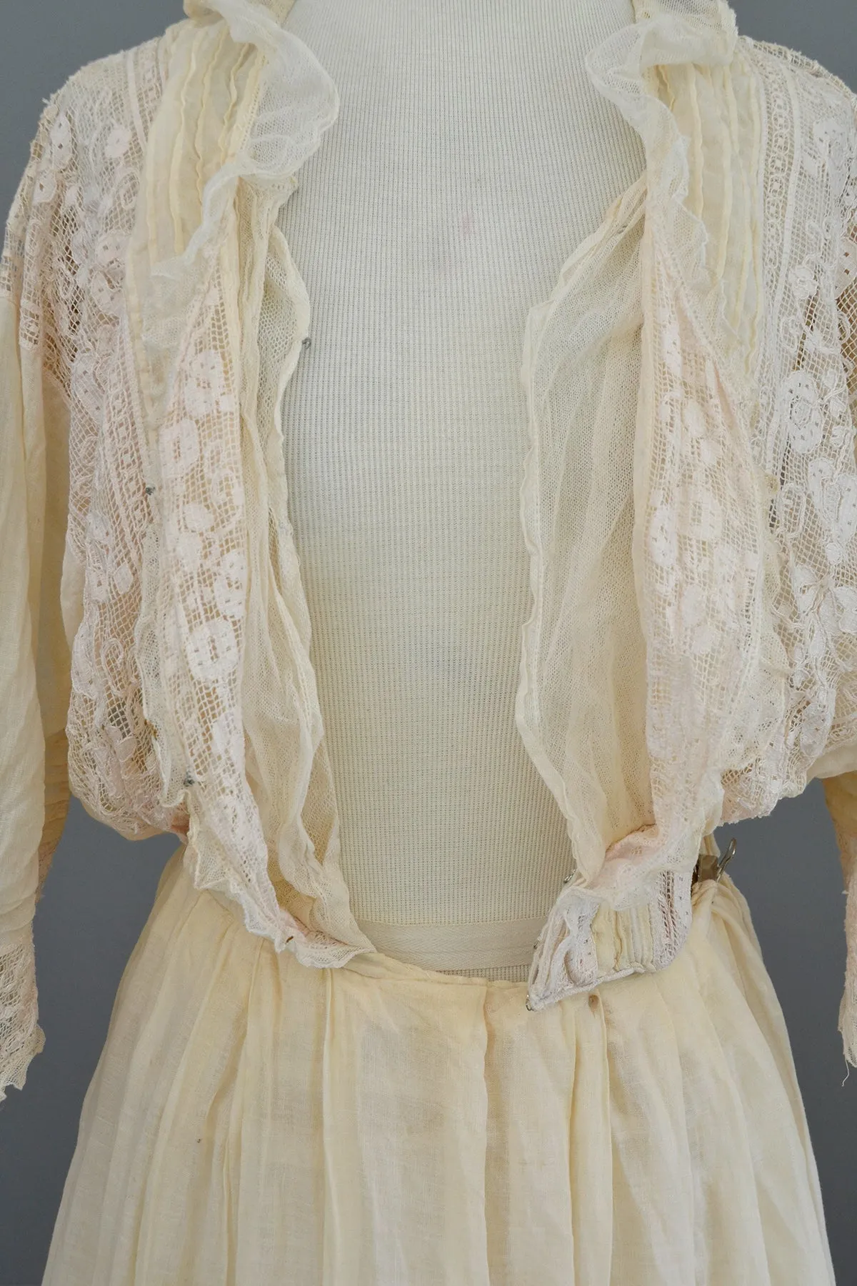 Edwardian Dress with Needlepoint Trim and Tiered Bell Skirt