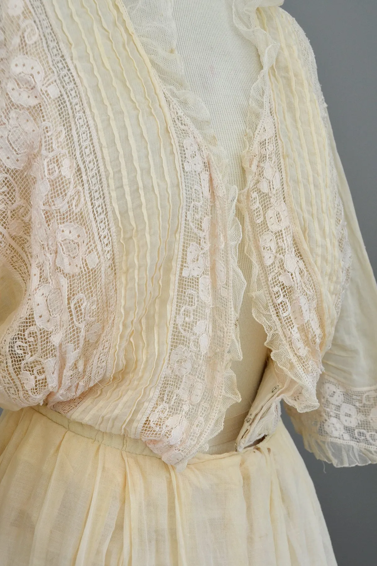 Edwardian Dress with Needlepoint Trim and Tiered Bell Skirt