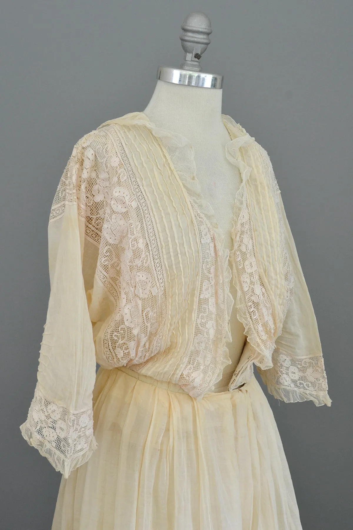 Edwardian Dress with Needlepoint Trim and Tiered Bell Skirt
