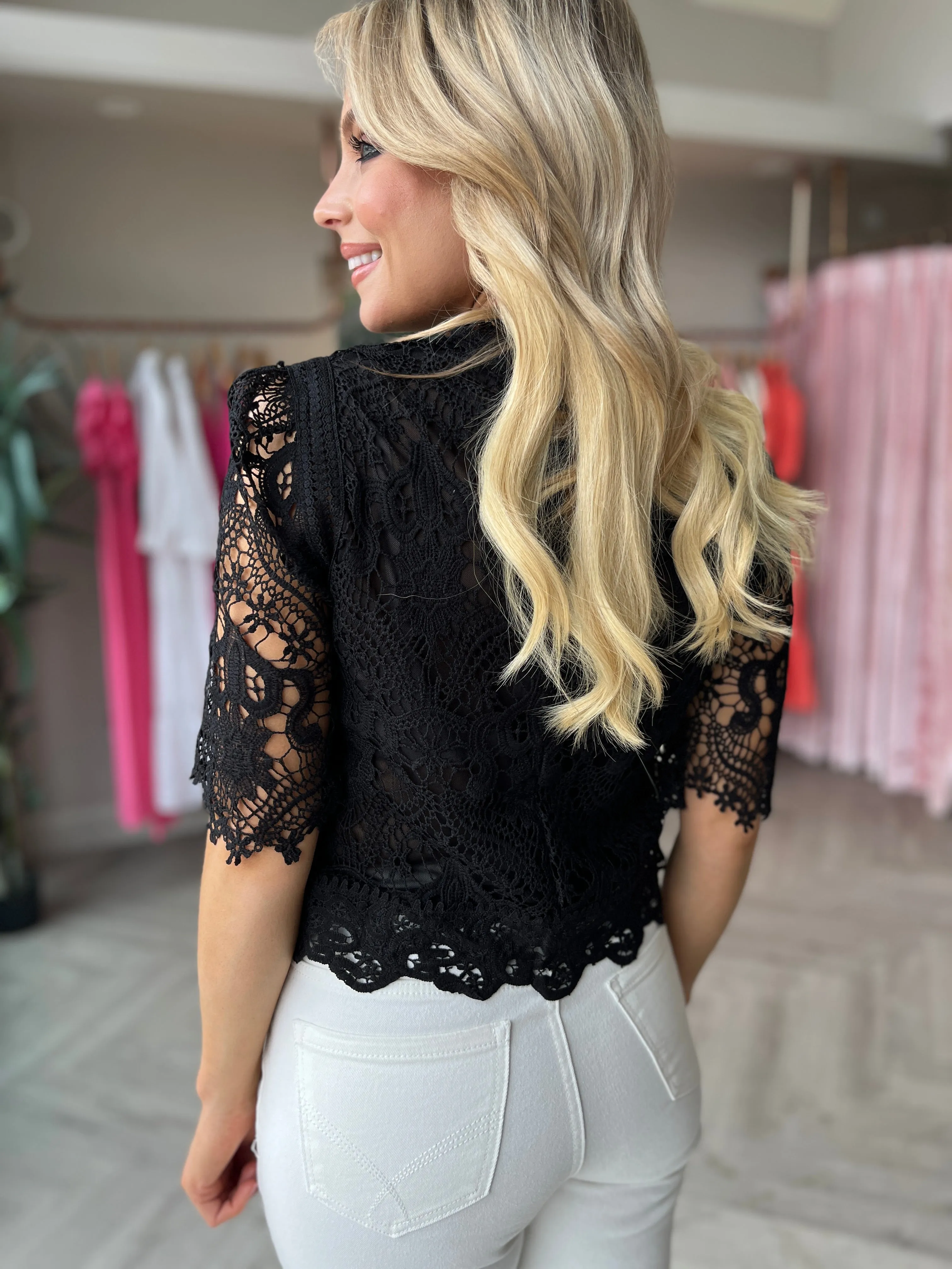 Eleanore Lace Top Black
