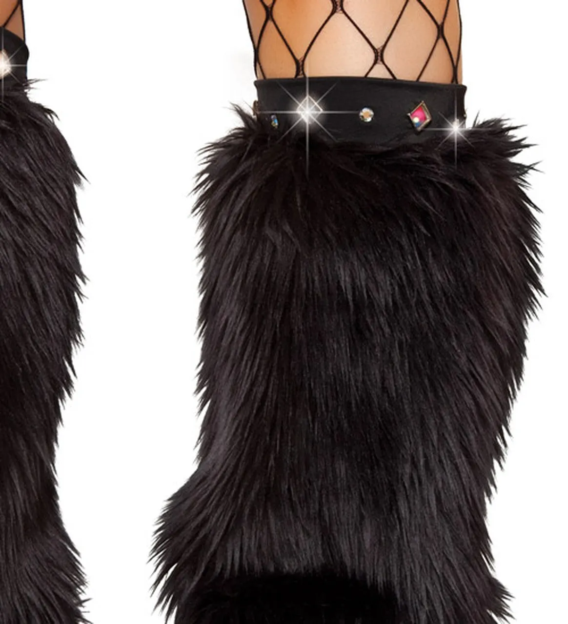 Fur and Rhinestone Leg Warmers