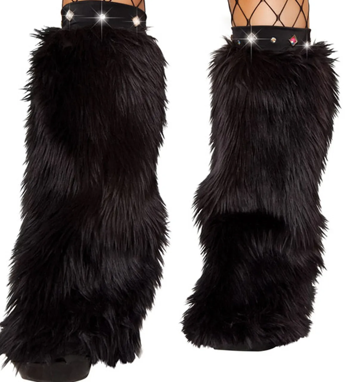 Fur and Rhinestone Leg Warmers