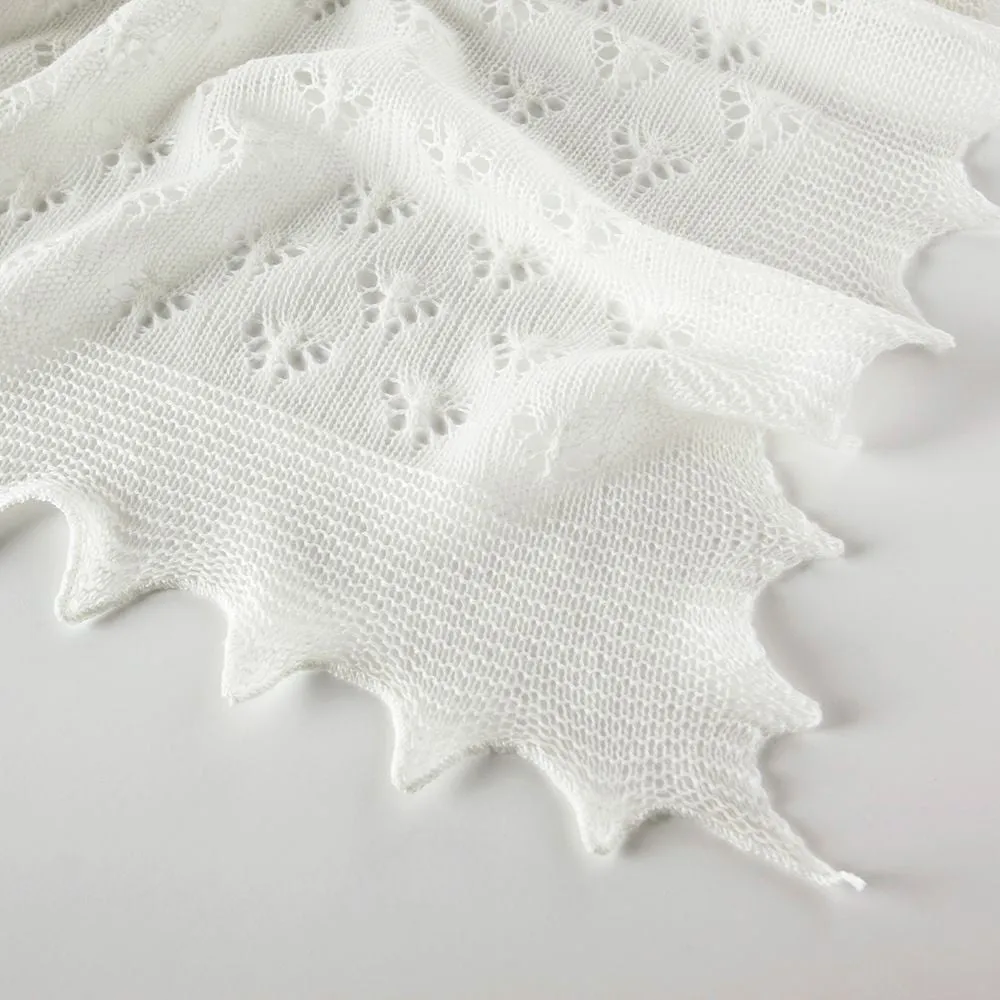 G.H.Hurt & Son Butterfly Baby Shawl - Ivory White