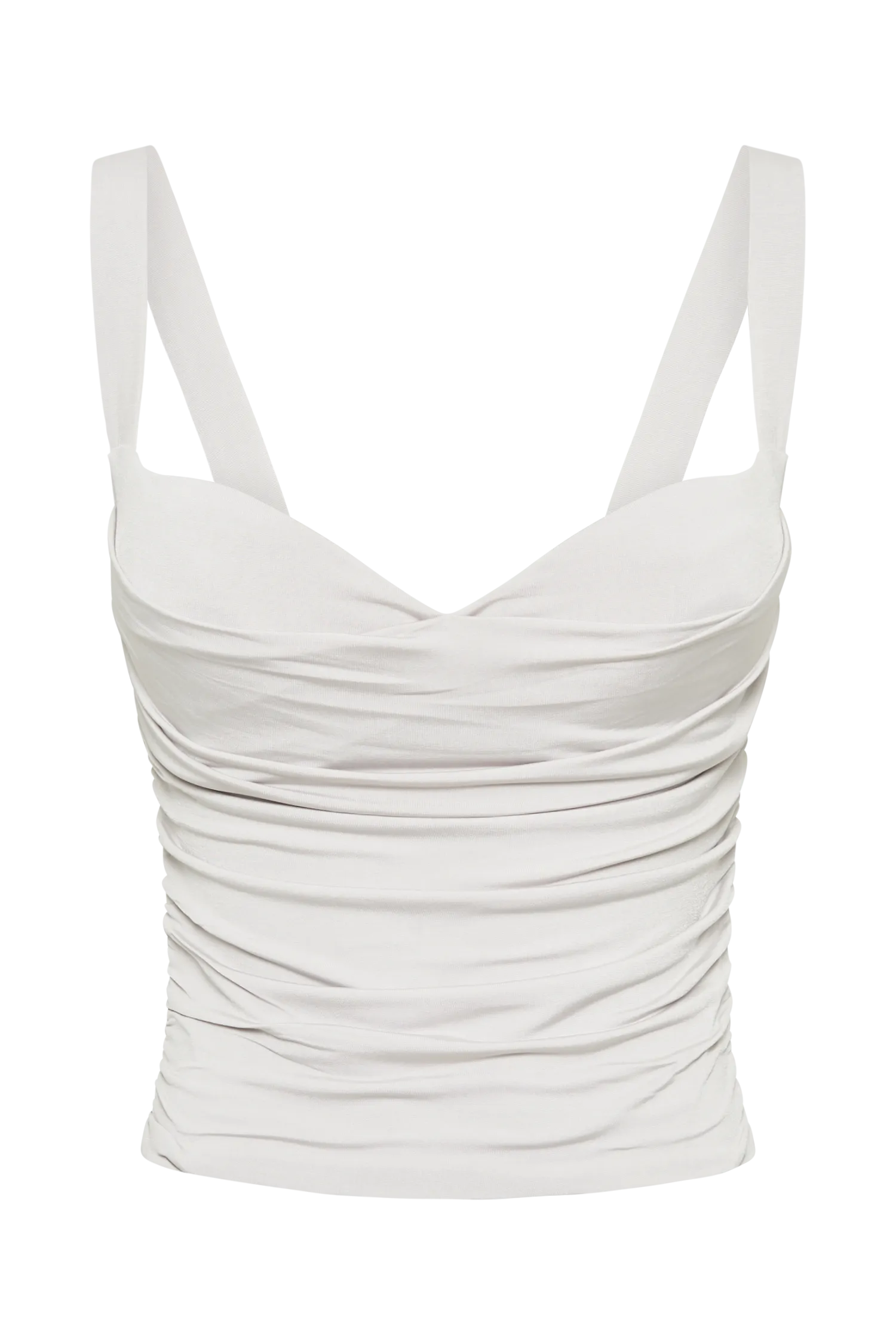 Hailey Slinky Long Line Sweetheart Top - Ice Grey