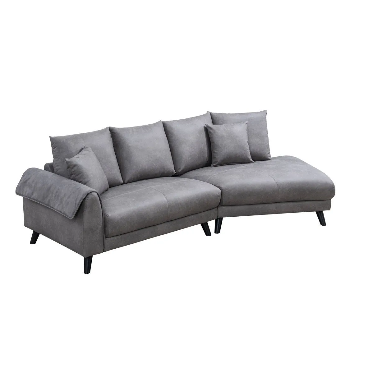Isolde Grey Sectional with Right Side Chaise & 2 Pillows