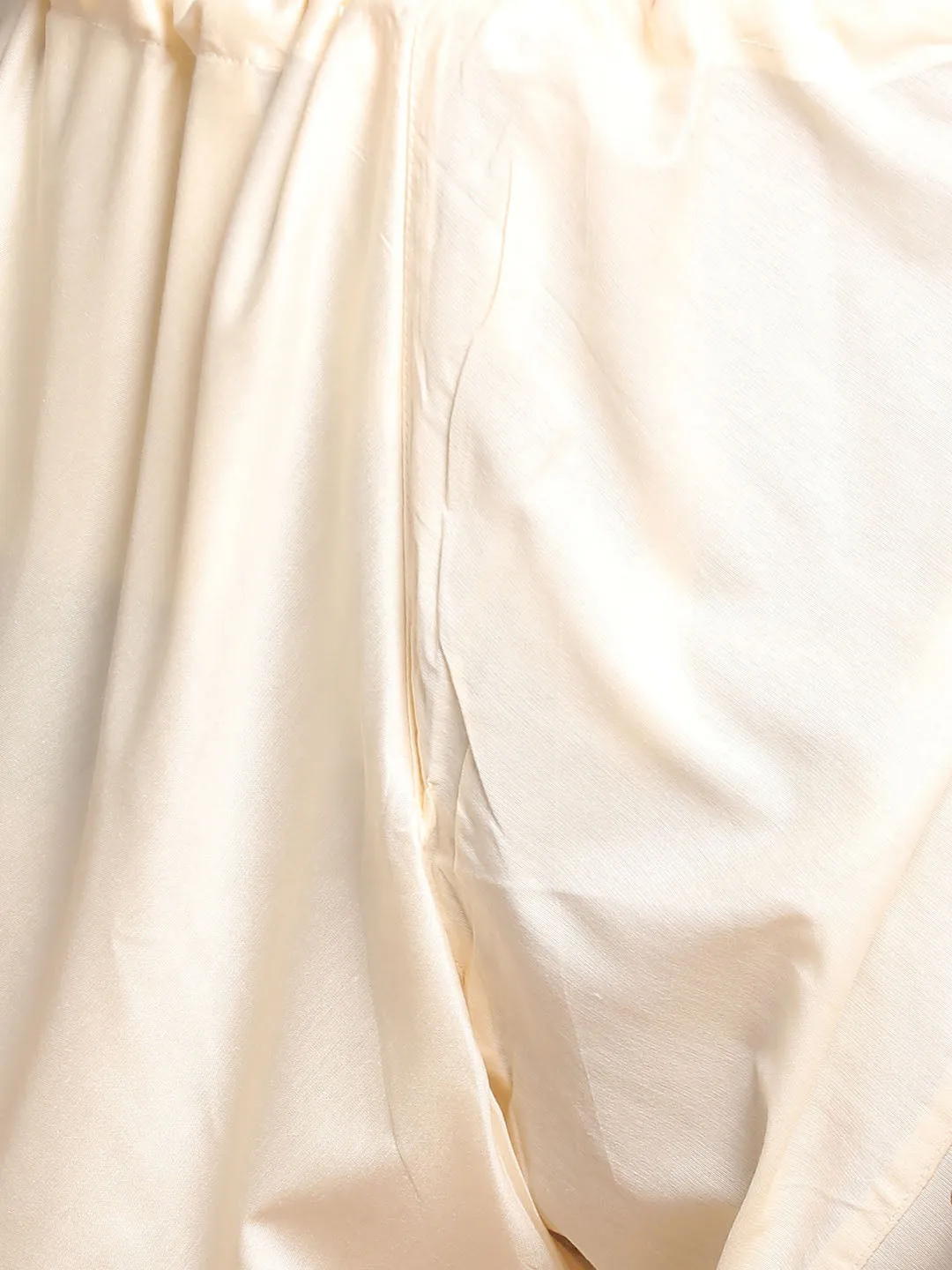 Jashvi Baap Beta Peach Floral Print Jodhpuri With Cream Solid Kurta And Pyjama Set.