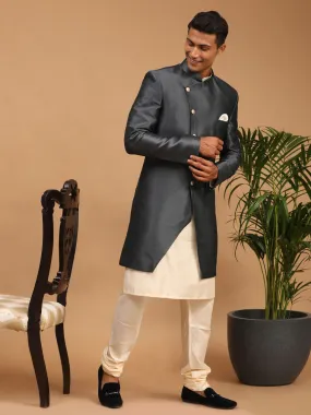 Jashvi Men's Grey Indo Western Combo Set