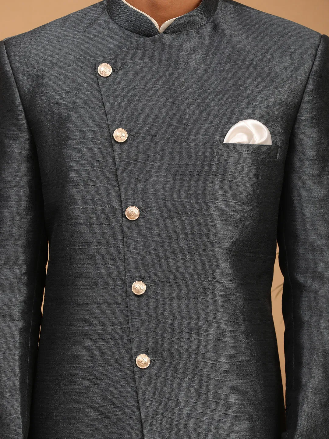 Jashvi Men's Grey Indo Western Combo Set