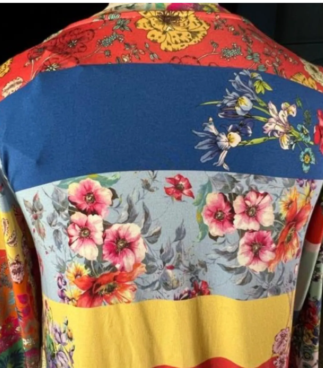 Johnny Was Marcel Favorite 3/4 Sleeve Crew Neck Swing Tee Floral Roses Small