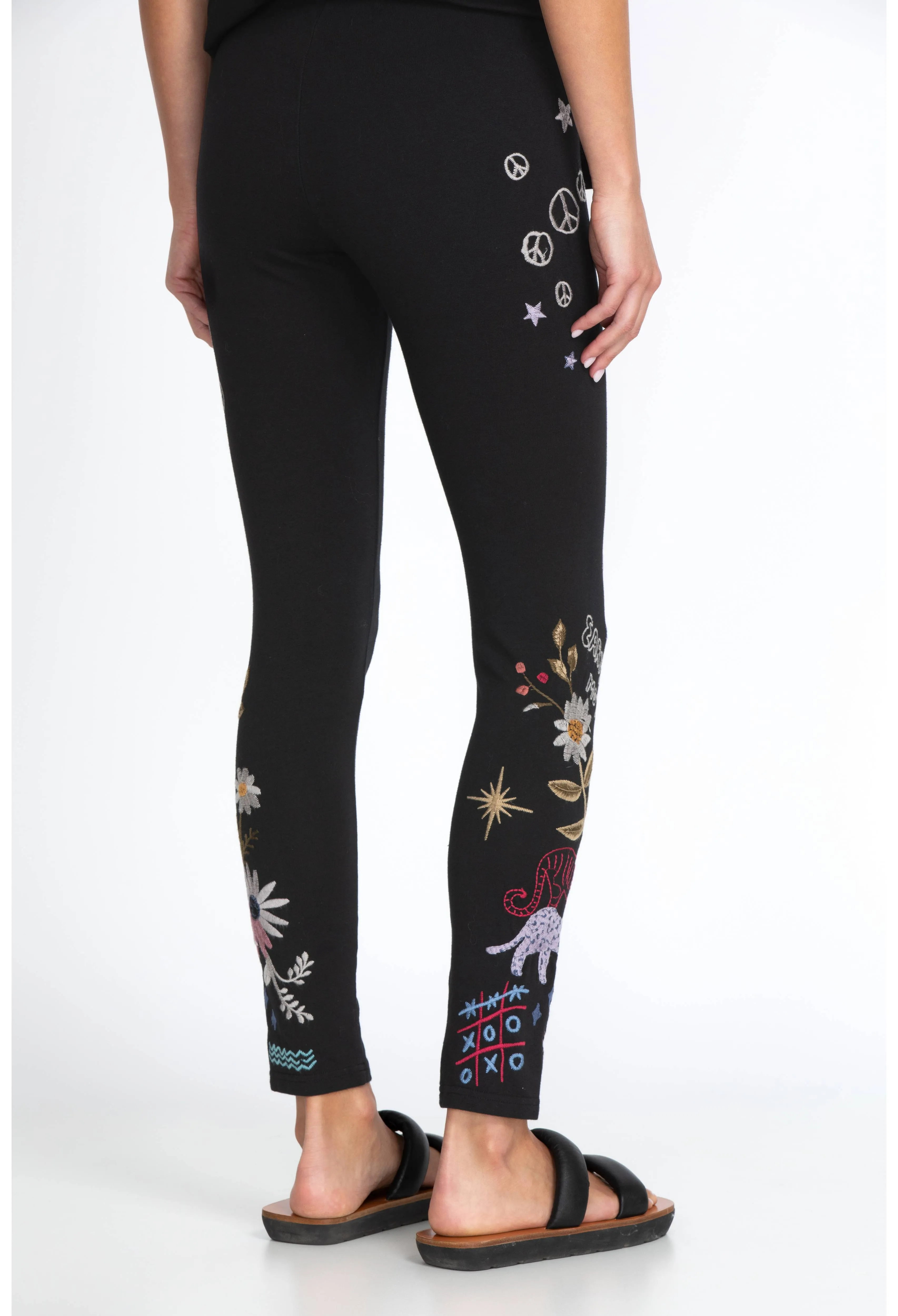 Johnny Was Soho Black Print Leggings XLarge