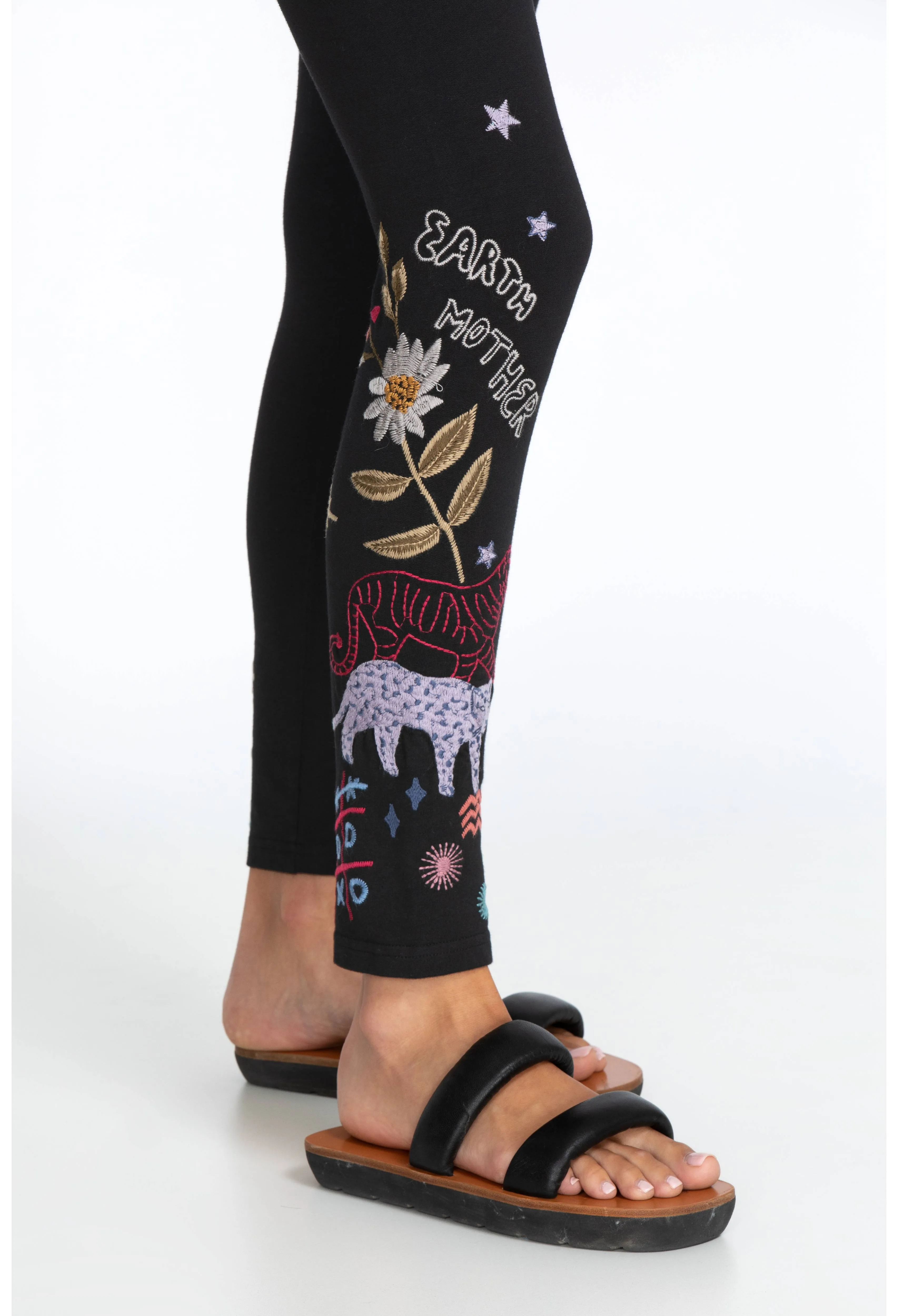 Johnny Was Soho Black Print Leggings XLarge