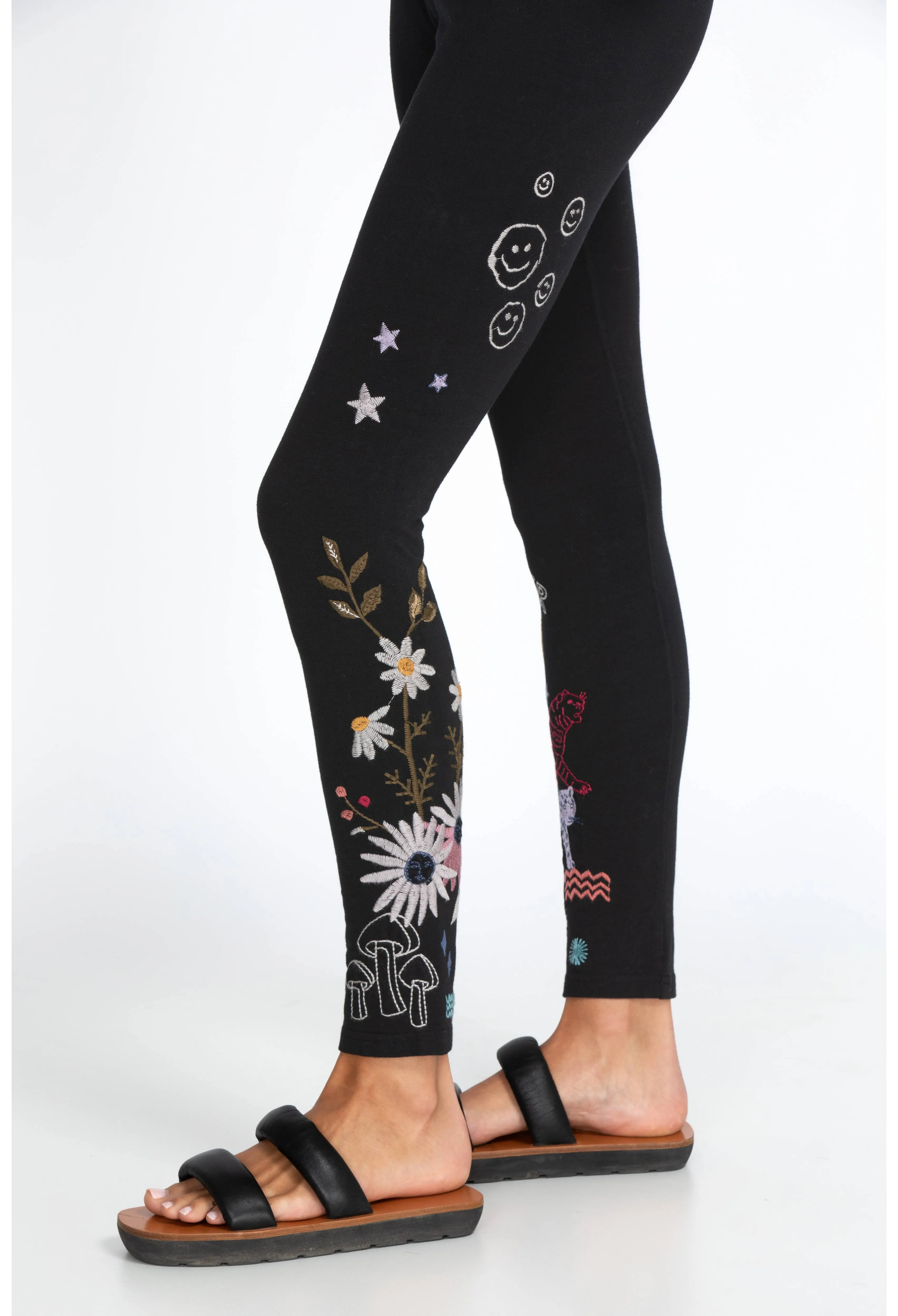 Johnny Was Soho Black Print Leggings XLarge