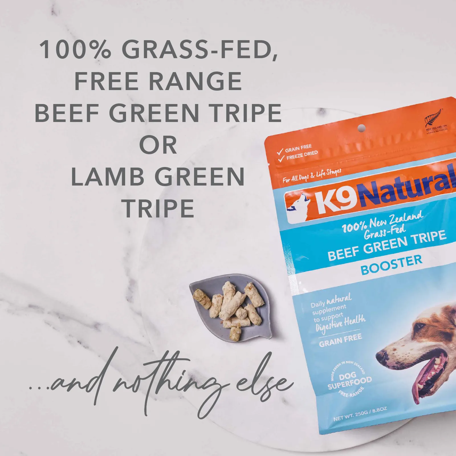 K9 Natural Grain Free Freeze Dried Dog Food Supplement Booster Lamb Green Tripe