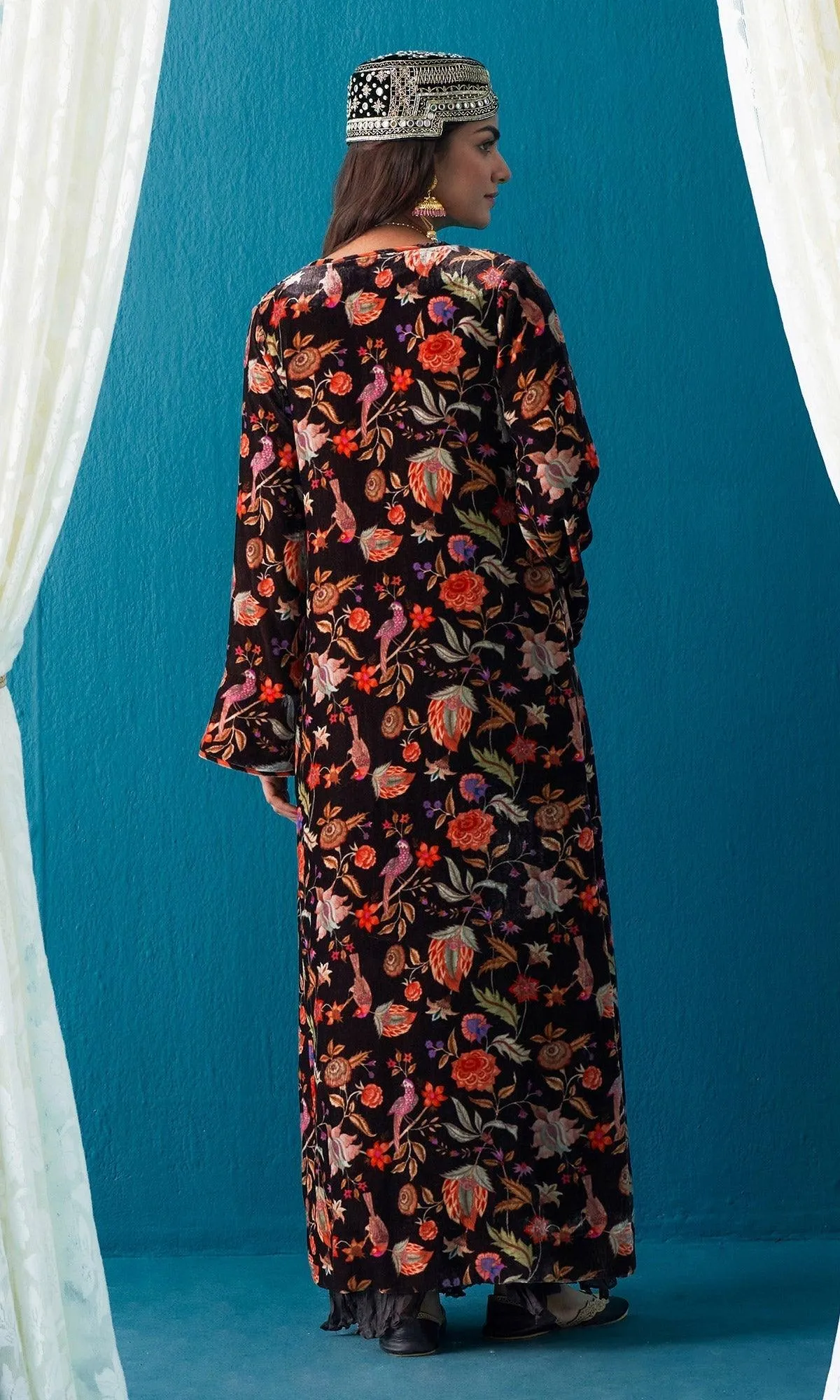 Khizaan Chintz Brown Velvet Jacket Only