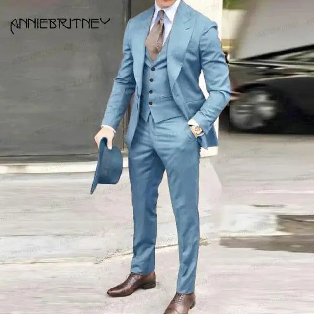 Men's Peak Lapel Wedding Suit Set