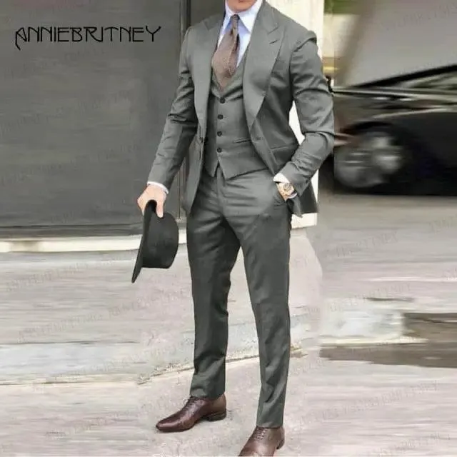 Men's Peak Lapel Wedding Suit Set