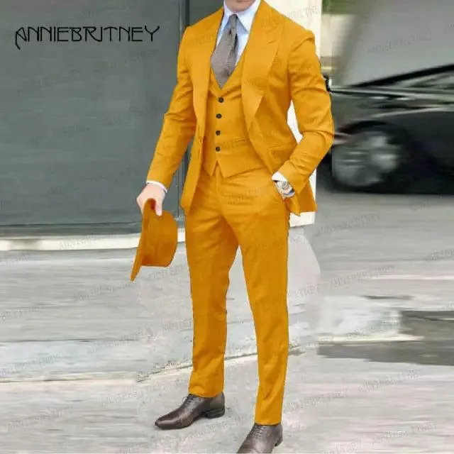Men's Peak Lapel Wedding Suit Set