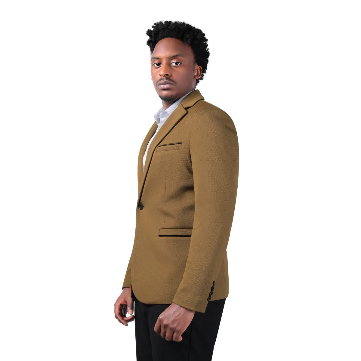 Men's Suit Jacket Slim Fit Coat Business Daily Blazer Coffee