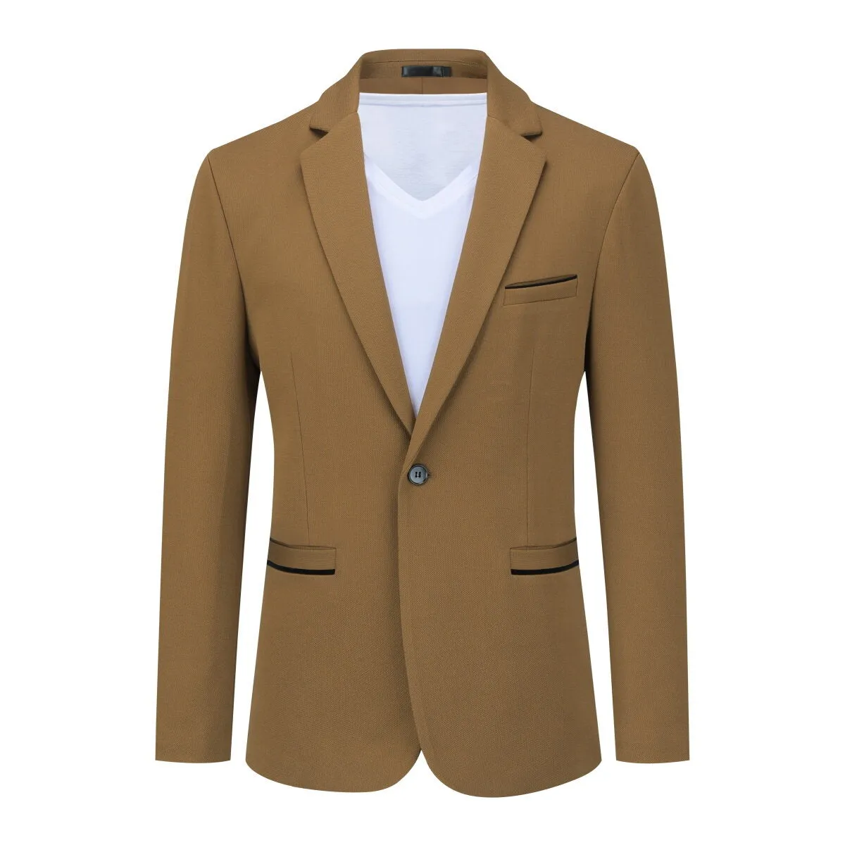 Men's Suit Jacket Slim Fit Coat Business Daily Blazer Coffee