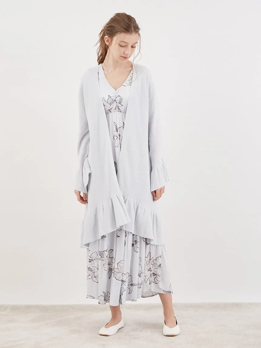 Mucha Long Loungewear Ruffled Cardigan